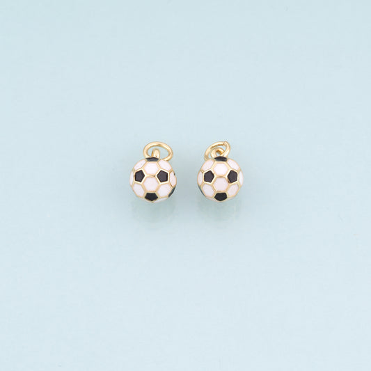 18K Gold Filled Enamel Football Pendant,Sports Competition Football Charm Bracelet Necklace for DIY Jewelry Making Supply