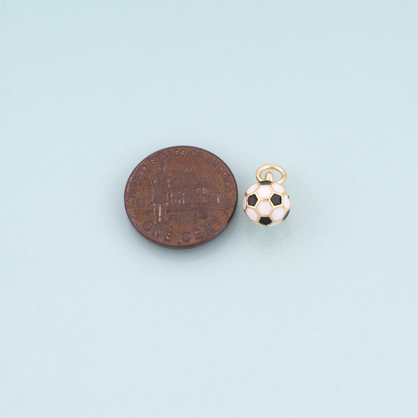 18K Gold Filled Enamel Football Pendant,Sports Competition Football Charm Bracelet Necklace for DIY Jewelry Making Supply