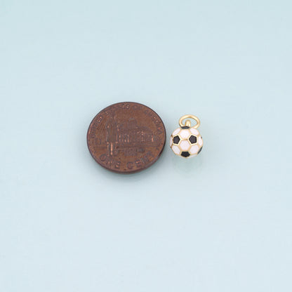 18K Gold Filled Enamel Football Pendant,Sports Competition Football Charm Bracelet Necklace for DIY Jewelry Making Supply