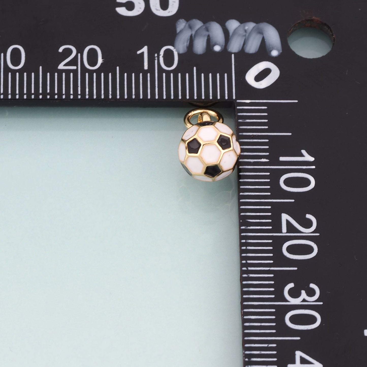 18K Gold Filled Enamel Football Pendant,Sports Competition Football Charm Bracelet Necklace for DIY Jewelry Making Supply