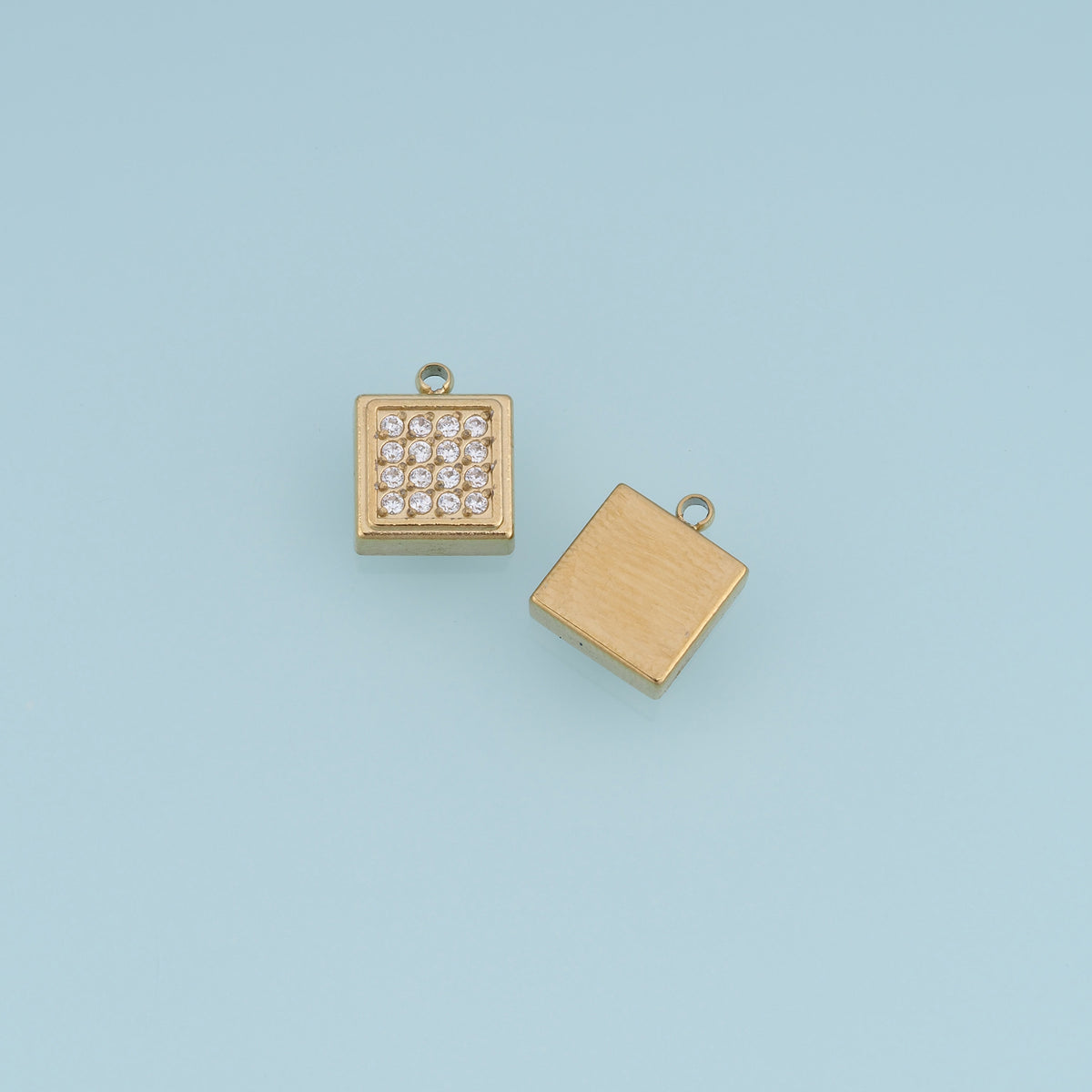 Square Rhinestone Pendant,14K Gold Silver Sparkling Crystal Charm DIY Charm for Necklace Bracelet Making