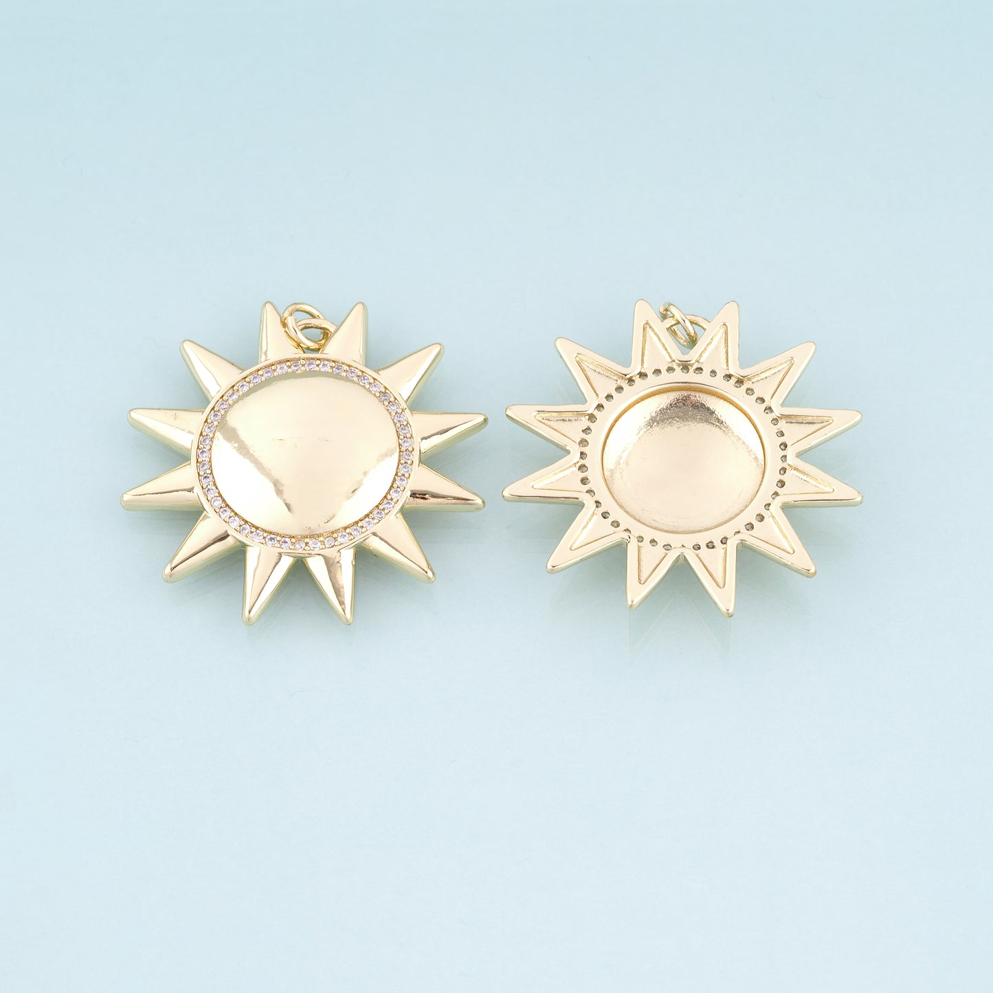 18K Gold Filled Sun Pendant,Bohemia Sun Charm Bracelet Necklace for DIY Jewelry Making Supply