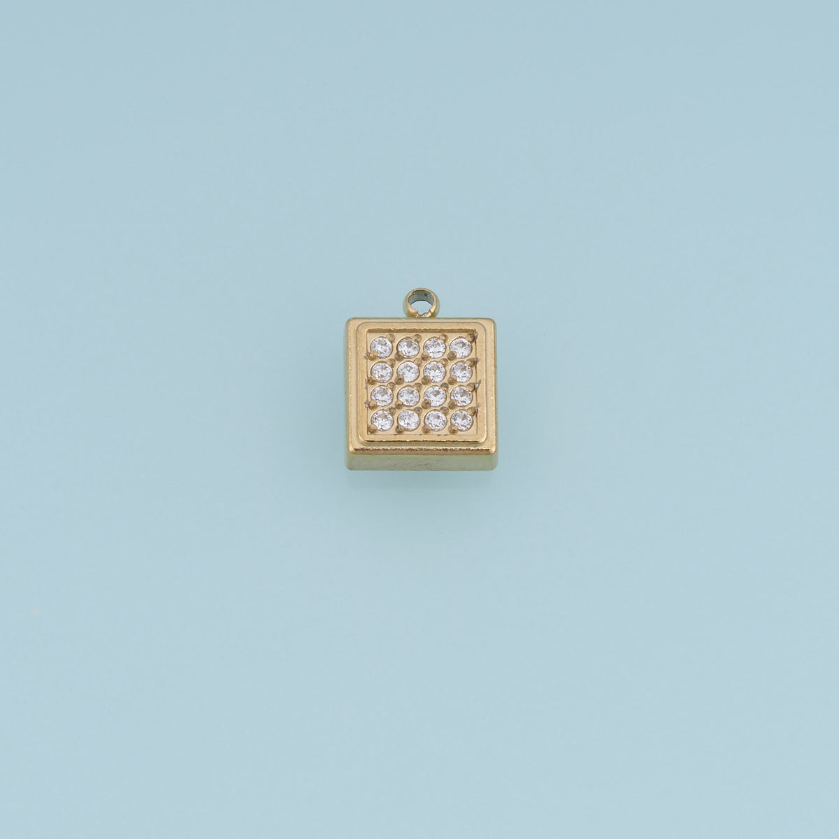 Square Rhinestone Pendant,14K Gold Silver Sparkling Crystal Charm DIY Charm for Necklace Bracelet Making