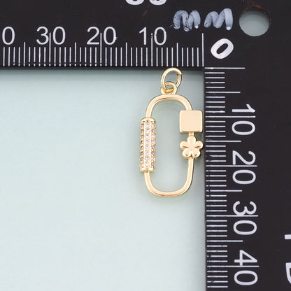 18K Gold Filled CZ Oval Pendant,Commuting Style Oval Charm Bracelet Necklace for DIY Jewelry Making Supply