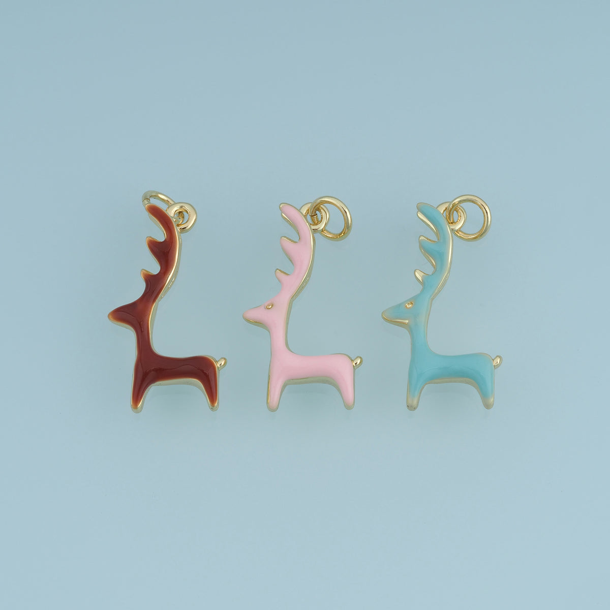 18K Gold Filled Deer Charm,Colorful Enamel Deer Pendant Animal Charm for Bracelet Necklace DIY Jewelry Making Supply
