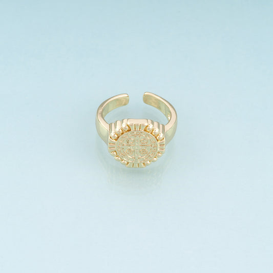 18K Gold Filled Saint Benedict Ring,Religious Beliefs Ring Bracelet Necklace for DIY Jewelry Making Supply