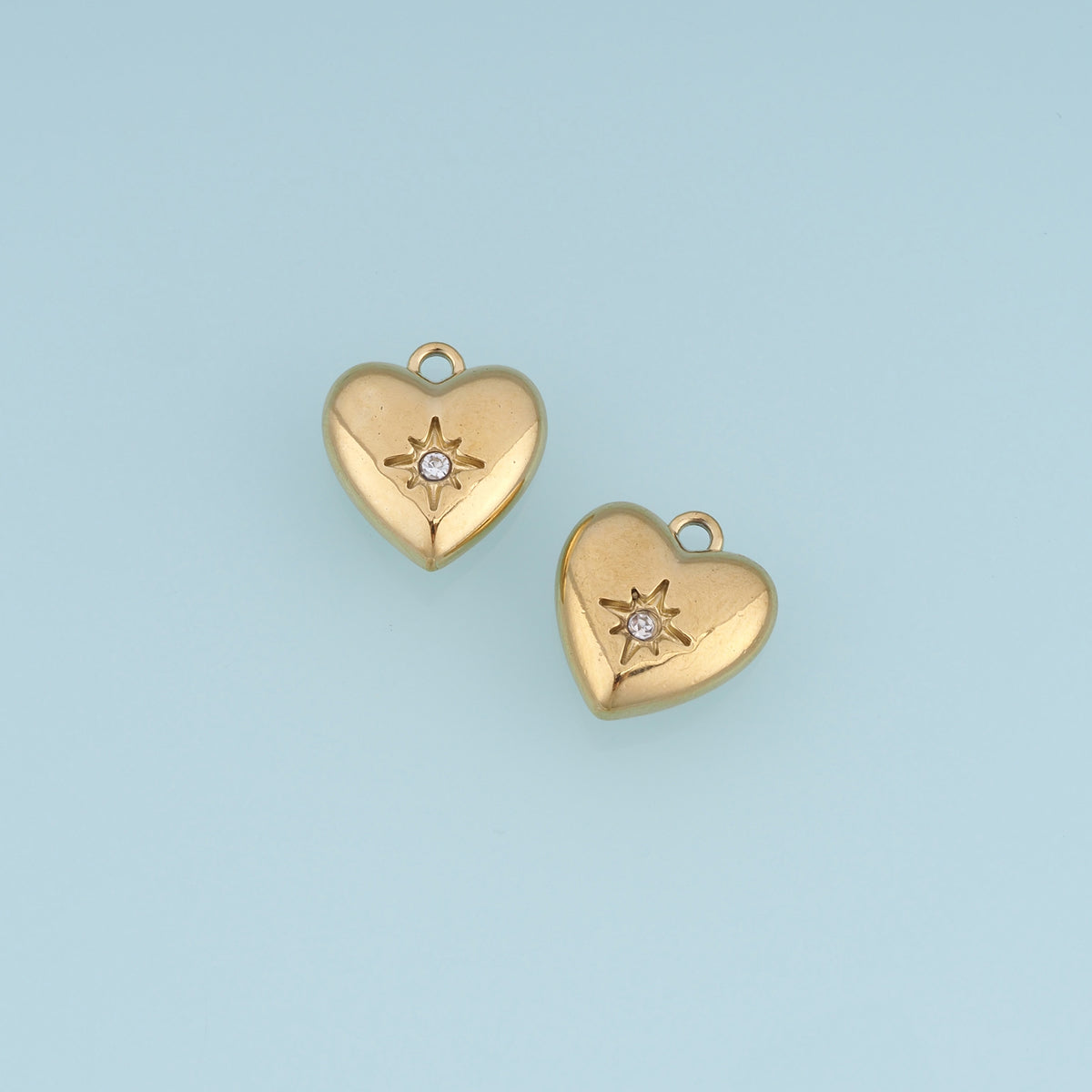 North Star Heart Pendant,14K Gold Dainty Celestial Crystal Charm DIY Charm for Necklace Bracelet Making