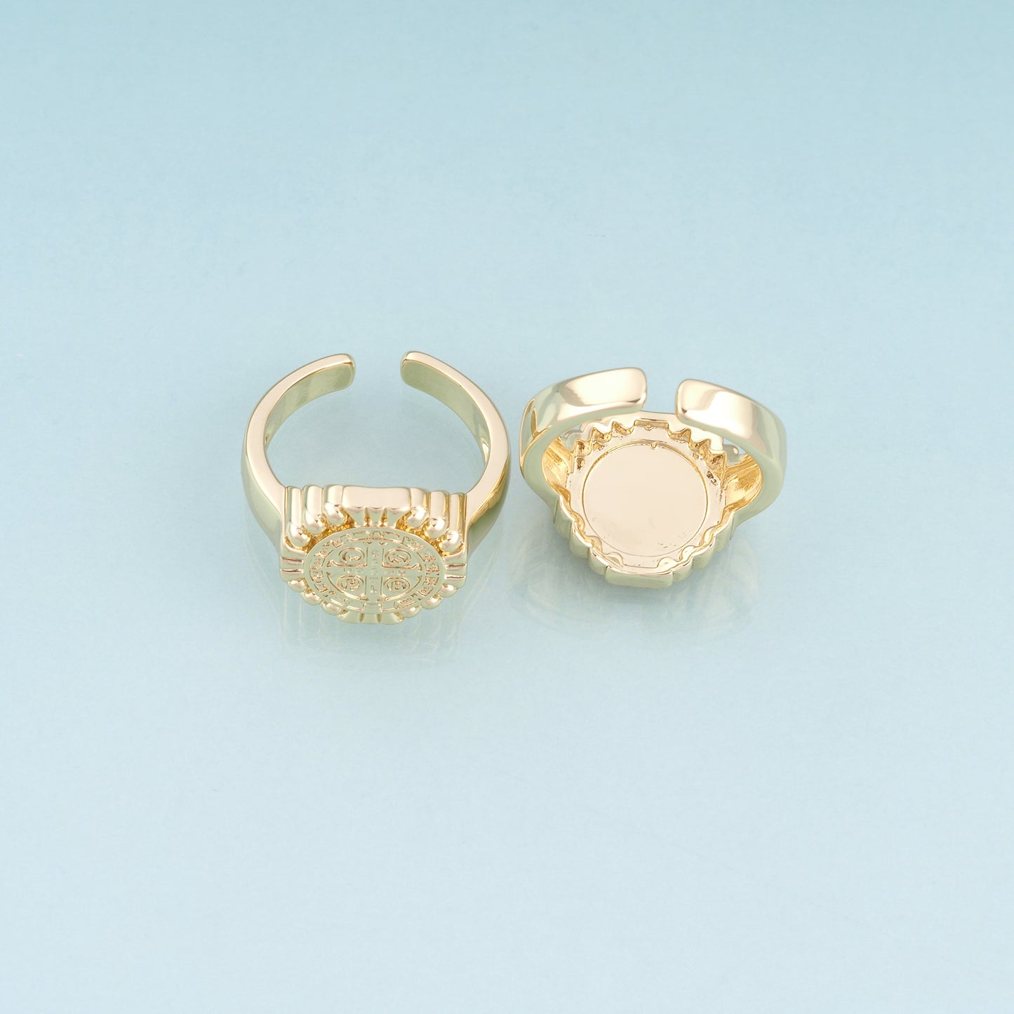 18K Gold Filled Saint Benedict Ring,Religious Beliefs Ring Bracelet Necklace for DIY Jewelry Making Supply