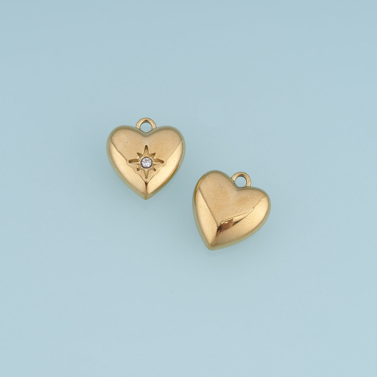 North Star Heart Pendant,14K Gold Dainty Celestial Crystal Charm DIY Charm for Necklace Bracelet Making