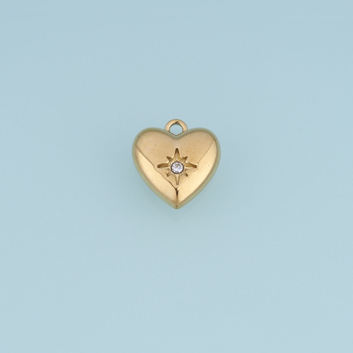 North Star Heart Pendant,14K Gold Dainty Celestial Crystal Charm DIY Charm for Necklace Bracelet Making