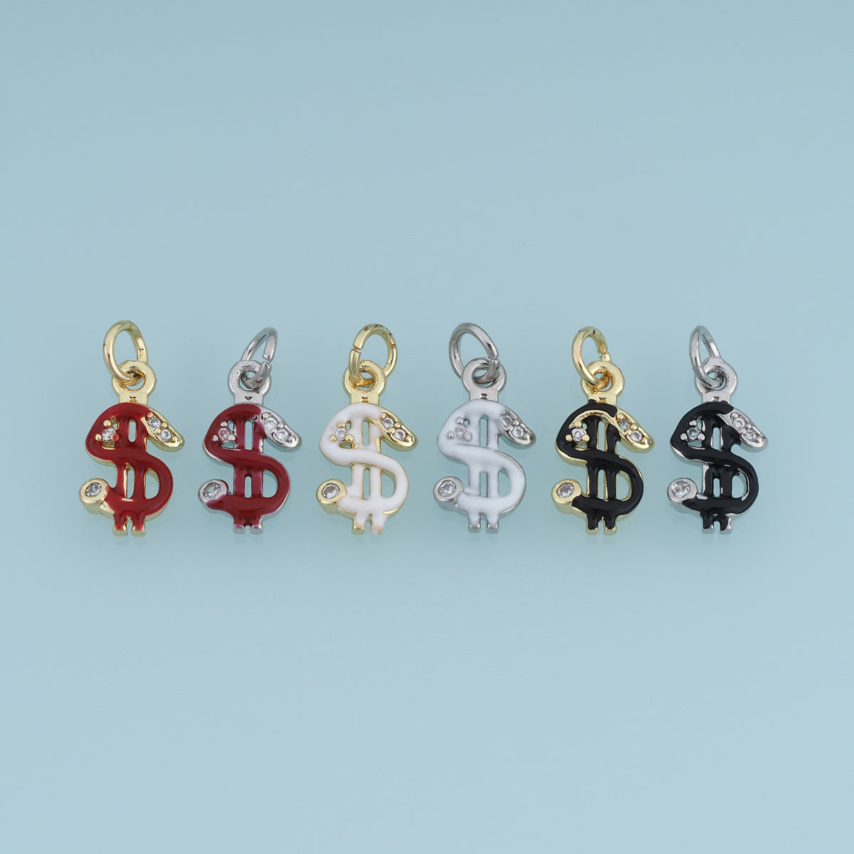18K Gold Filled Dollar Sign Charm,Enamel Money Symbol Pendant Wealth Charm for Bracelet Necklace DIY Jewelry Making Supply