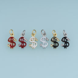 18K Gold Filled Dollar Sign Charm,Enamel Money Symbol Pendant Wealth Charm for Bracelet Necklace DIY Jewelry Making Supply