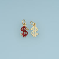 18K Gold Filled Dollar Sign Charm,Enamel Money Symbol Pendant Wealth Charm for Bracelet Necklace DIY Jewelry Making Supply