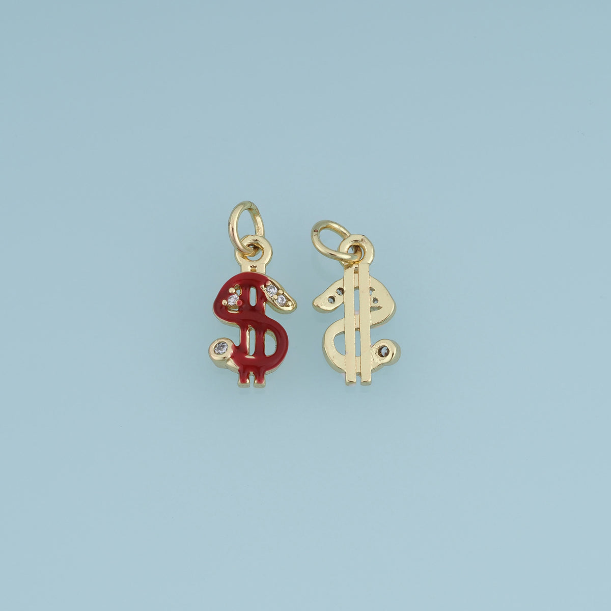 18K Gold Filled Dollar Sign Charm,Enamel Money Symbol Pendant Wealth Charm for Bracelet Necklace DIY Jewelry Making Supply