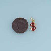 18K Gold Filled Dollar Sign Charm,Enamel Money Symbol Pendant Wealth Charm for Bracelet Necklace DIY Jewelry Making Supply