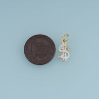 18K Gold Filled Dollar Sign Charm,Enamel Money Symbol Pendant Wealth Charm for Bracelet Necklace DIY Jewelry Making Supply