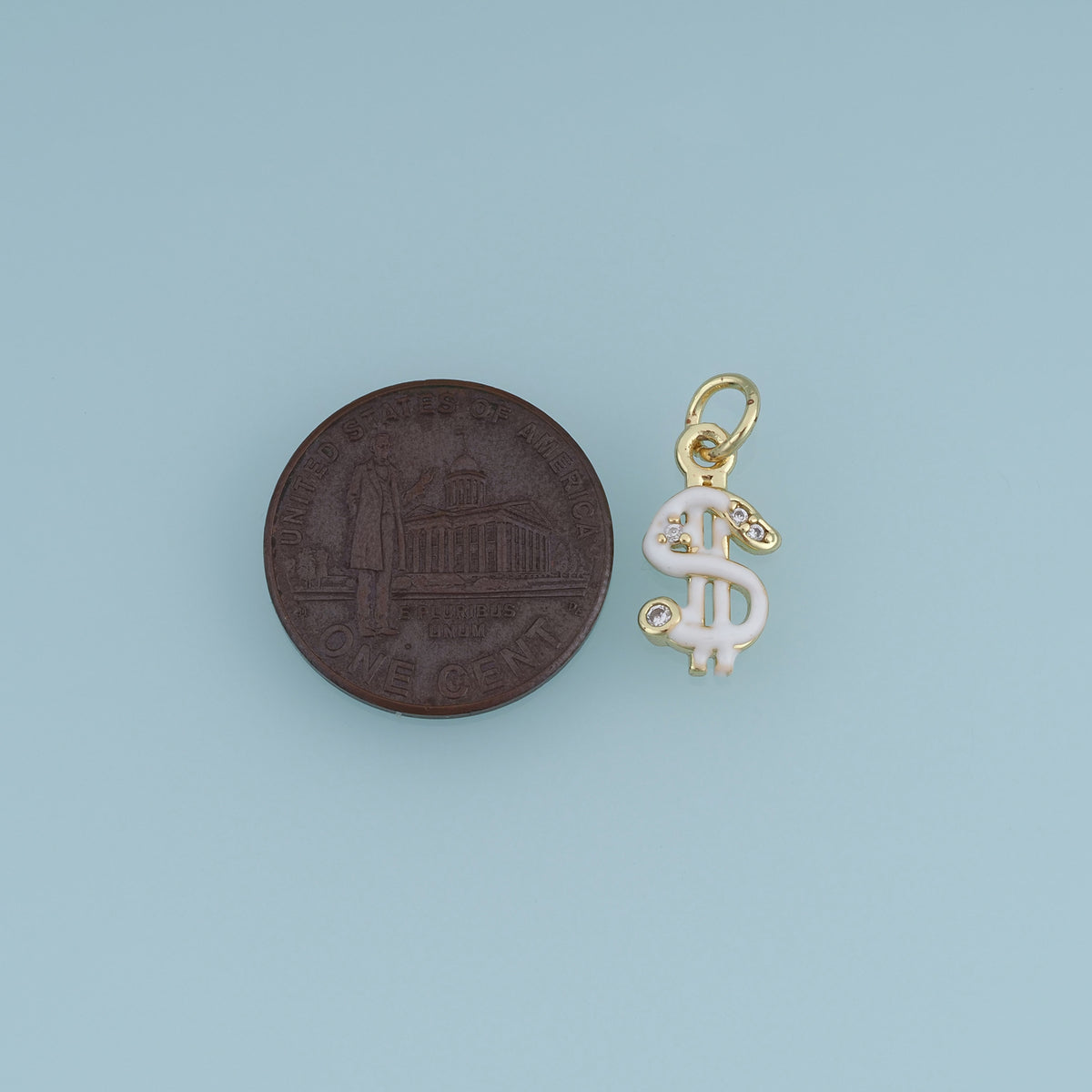 18K Gold Filled Dollar Sign Charm,Enamel Money Symbol Pendant Wealth Charm for Bracelet Necklace DIY Jewelry Making Supply