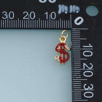18K Gold Filled Dollar Sign Charm,Enamel Money Symbol Pendant Wealth Charm for Bracelet Necklace DIY Jewelry Making Supply
