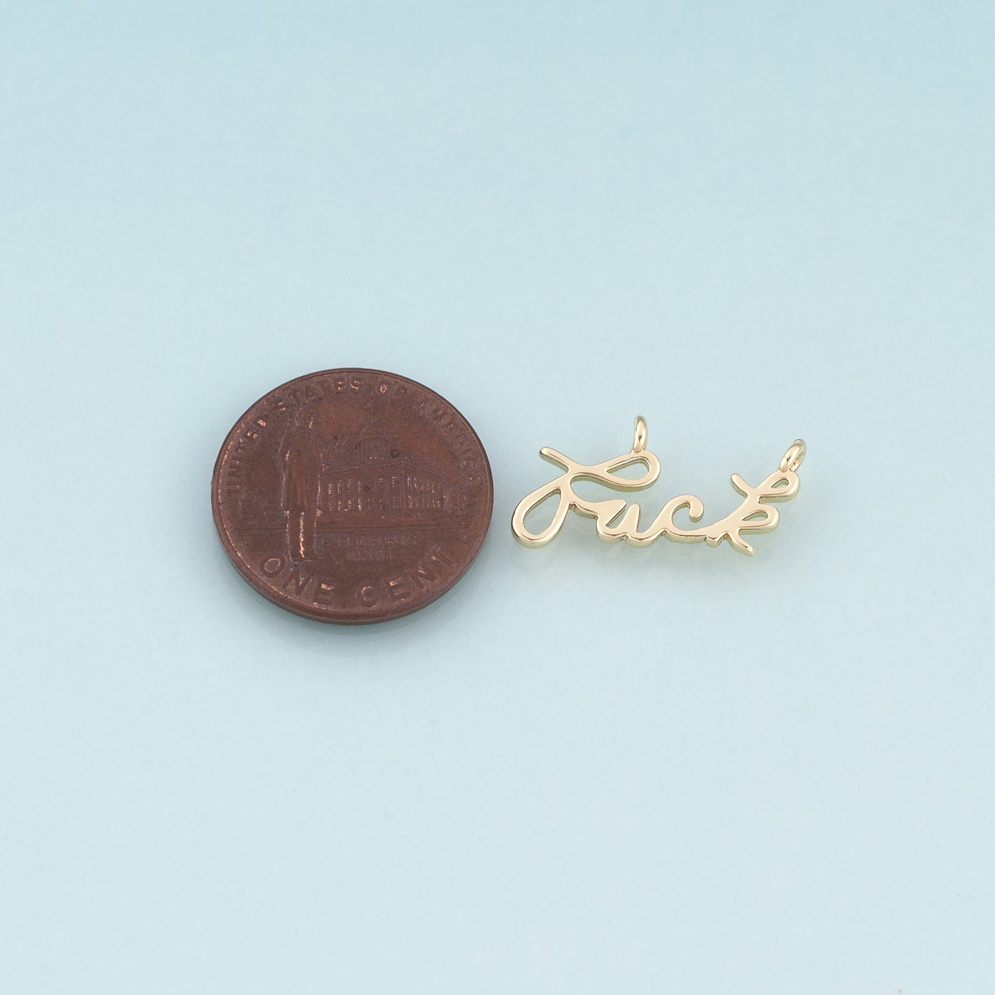 18K Gold Filled Luck Letter Connector,Lucky Connector Bracelet Necklace for DIY Jewelry Making Supply