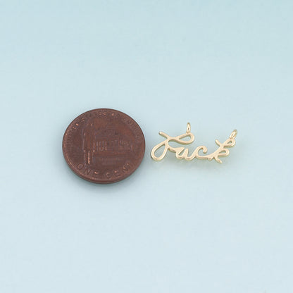 18K Gold Filled Luck Letter Connector,Lucky Connector Bracelet Necklace for DIY Jewelry Making Supply