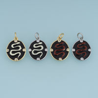 18K Gold Filled Snake Charm,Black Enamel Snake Pendant Animal Charm with Crystal Details for Bracelet Necklace DIY Jewelry Making Supply