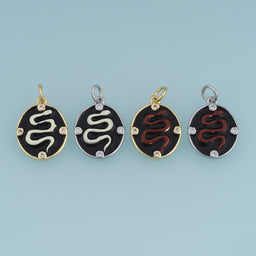 18K Gold Filled Snake Charm,Black Enamel Snake Pendant Animal Charm with Crystal Details for Bracelet Necklace DIY Jewelry Making Supply