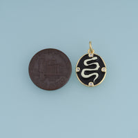 18K Gold Filled Snake Charm,Black Enamel Snake Pendant Animal Charm with Crystal Details for Bracelet Necklace DIY Jewelry Making Supply