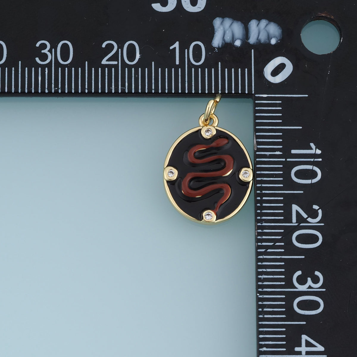 18K Gold Filled Snake Charm,Black Enamel Snake Pendant Animal Charm with Crystal Details for Bracelet Necklace DIY Jewelry Making Supply