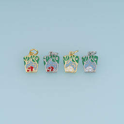 18K Gold Filled Christmas House Charm,Enamel Winter Cabin Pendant Holiday Charm for Bracelet Necklace DIY Jewelry Making Supply