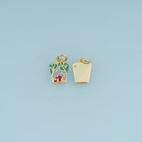 18K Gold Filled Christmas House Charm,Enamel Winter Cabin Pendant Holiday Charm for Bracelet Necklace DIY Jewelry Making Supply