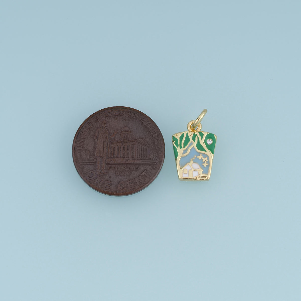 18K Gold Filled Christmas House Charm,Enamel Winter Cabin Pendant Holiday Charm for Bracelet Necklace DIY Jewelry Making Supply