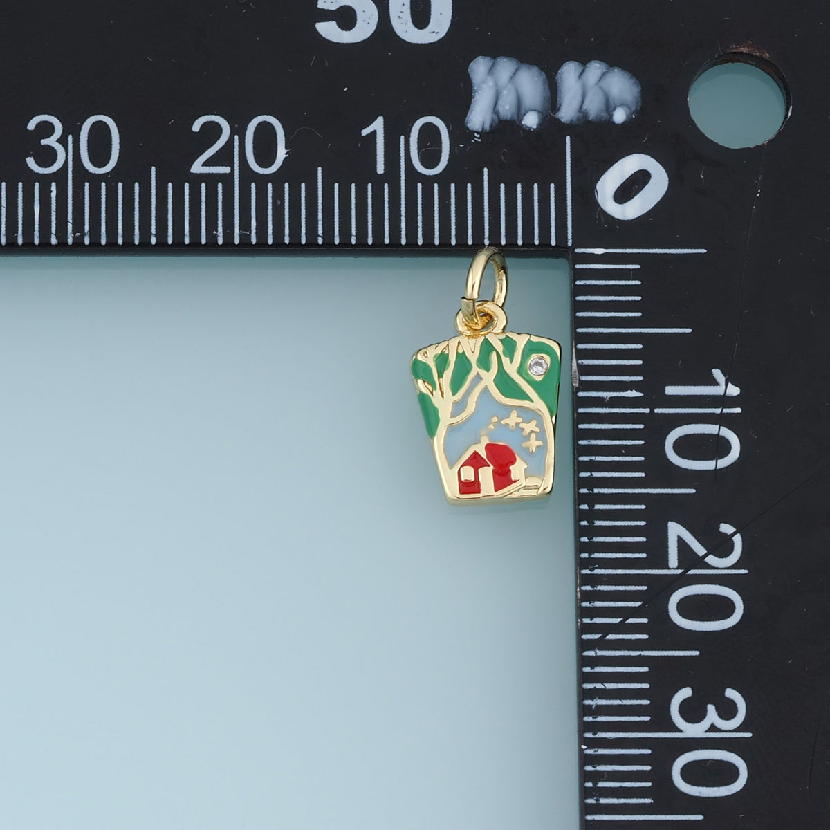 18K Gold Filled Christmas House Charm,Enamel Winter Cabin Pendant Holiday Charm for Bracelet Necklace DIY Jewelry Making Supply