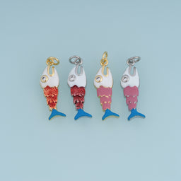 18K Gold Filled Fish Charm,Colorful Enamel Fish Pendant Ocean Animal Charm for Bracelet Necklace DIY Jewelry Making Supply