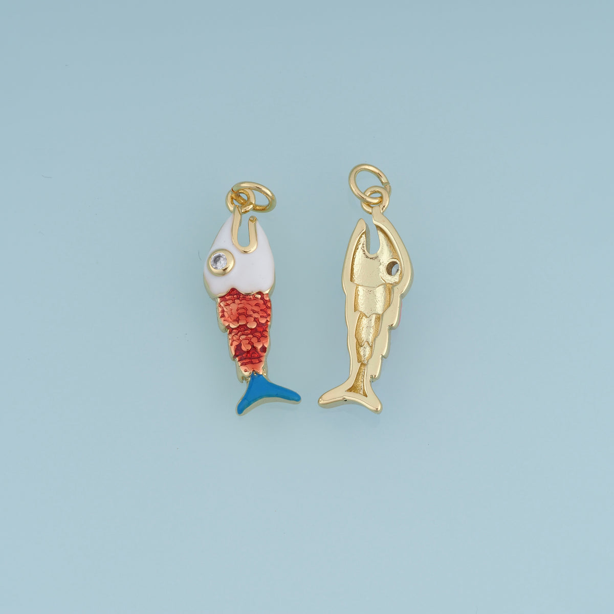 18K Gold Filled Fish Charm,Colorful Enamel Fish Pendant Ocean Animal Charm for Bracelet Necklace DIY Jewelry Making Supply