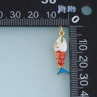 18K Gold Filled Fish Charm,Colorful Enamel Fish Pendant Ocean Animal Charm for Bracelet Necklace DIY Jewelry Making Supply