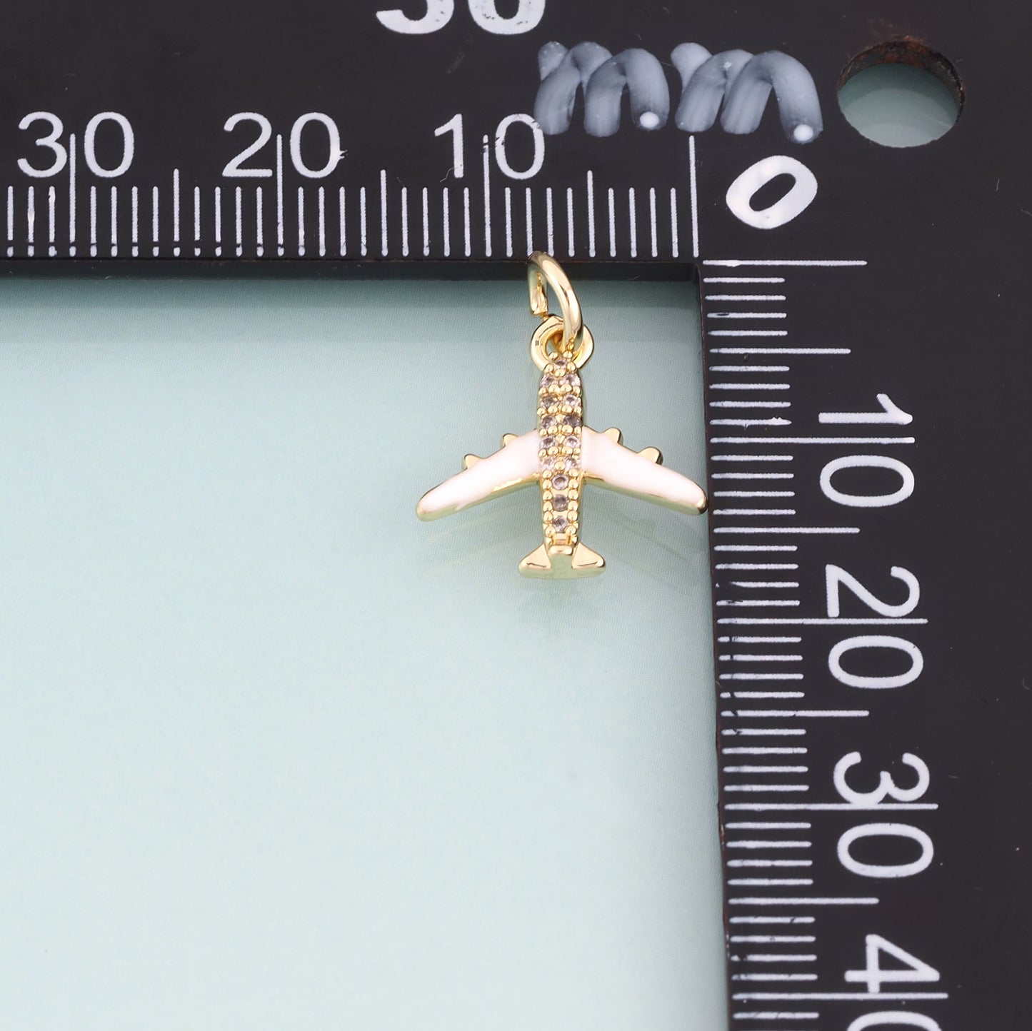 18K Gold Filled CZ Airplane Pendant,Leisure Travel Charm Bracelet Necklace for DIY Jewelry Making Supply