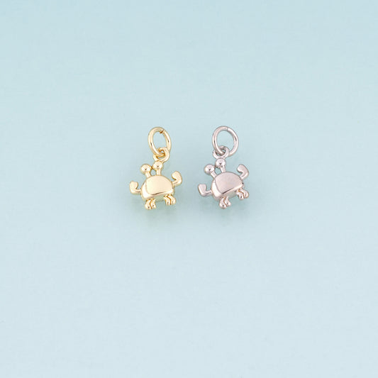 18K Gold Filled Crab Pendant,Beach Ocean Charm Bracelet Necklace for DIY Jewelry Making Supply