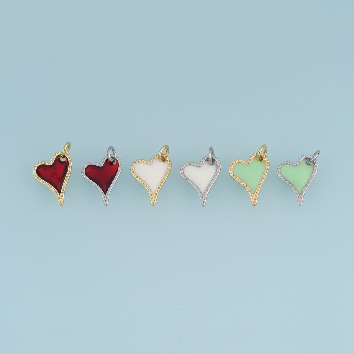 18K Gold Filled Heart Charm,Colorful Enamel Heart Pendant Love Charm for Bracelet Necklace DIY Jewelry Making Supply