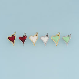 18K Gold Filled Heart Charm,Colorful Enamel Heart Pendant Love Charm for Bracelet Necklace DIY Jewelry Making Supply