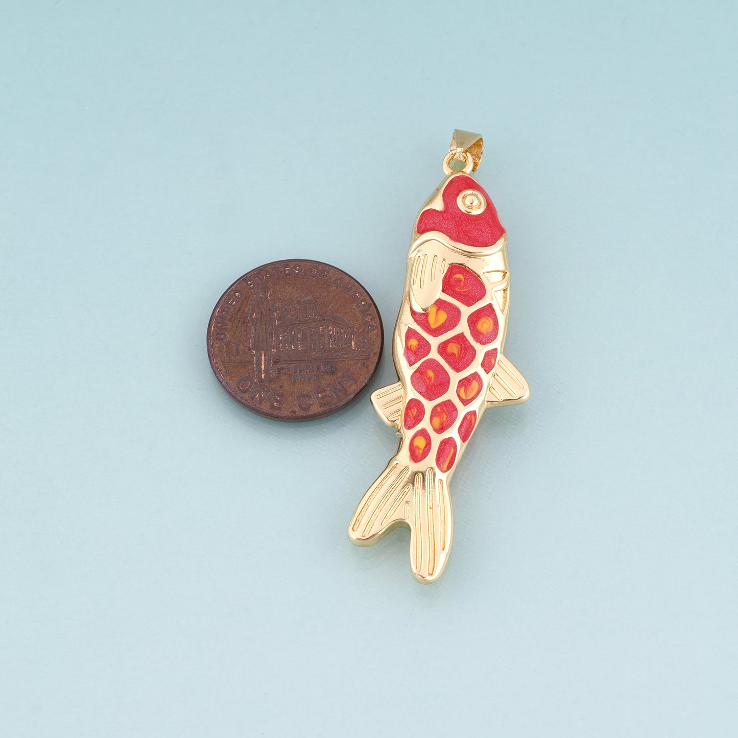 18K Gold Filled Enamel Koi Pendant,Koi Blessing Charm Bracelet Necklace for DIY Jewelry Making Supply