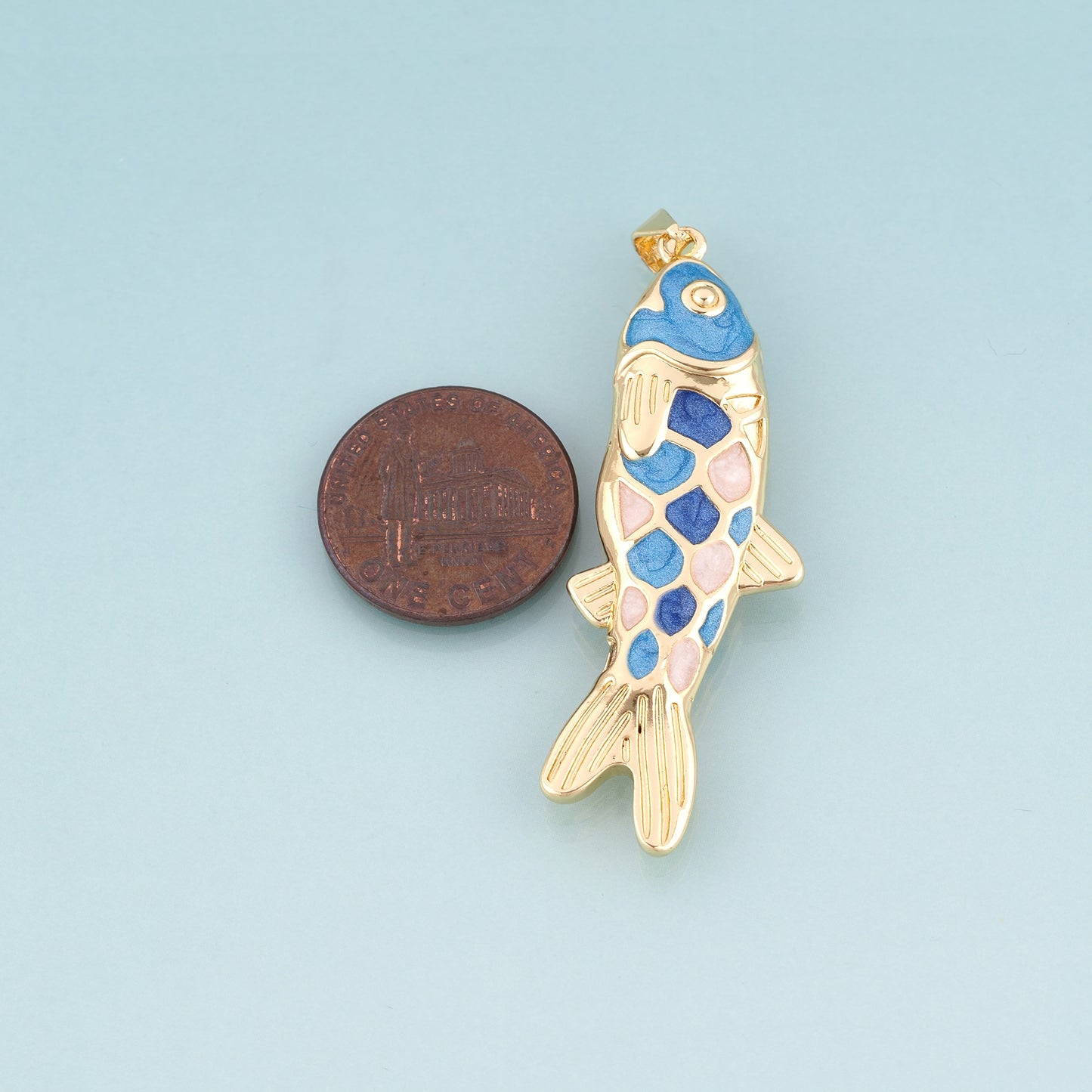 18K Gold Filled Enamel Koi Pendant,Koi Blessing Charm Bracelet Necklace for DIY Jewelry Making Supply