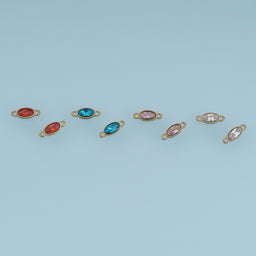 Oval Crystal Connector,14K Gold Colorful Faceted Gemstone Charm DIY Charm for Necklace Bracelet Making