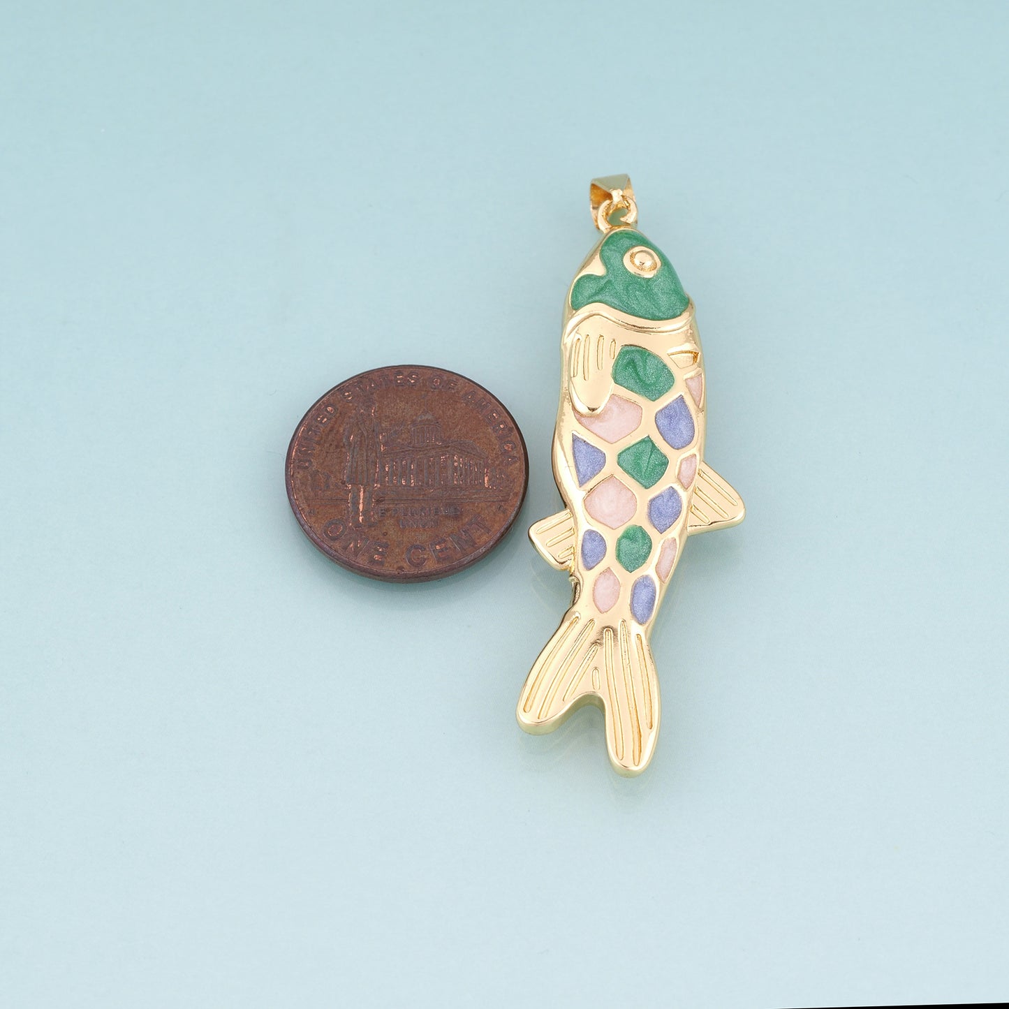 18K Gold Filled Enamel Koi Pendant,Koi Blessing Charm Bracelet Necklace for DIY Jewelry Making Supply