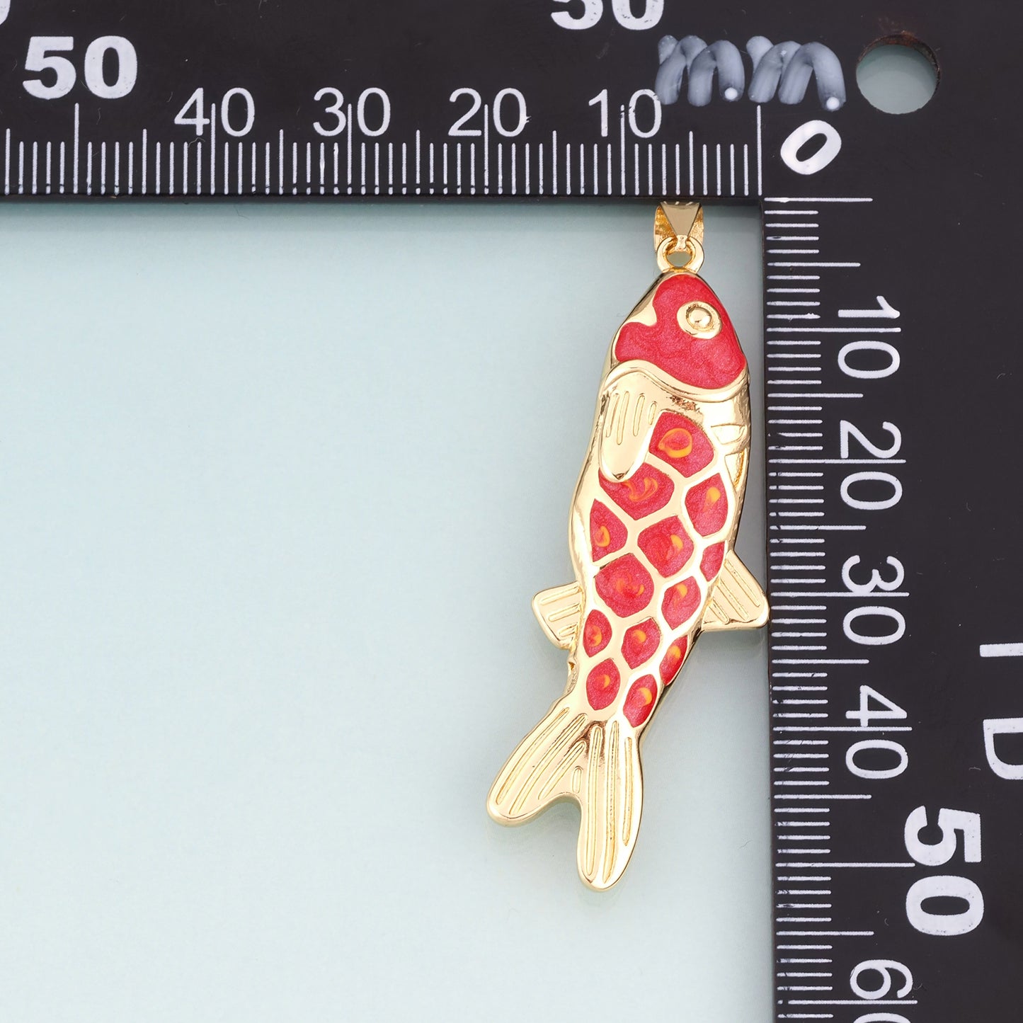 18K Gold Filled Enamel Koi Pendant,Koi Blessing Charm Bracelet Necklace for DIY Jewelry Making Supply