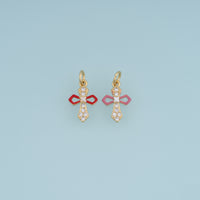 18K Gold Filled Cross Charm,Enamel Cross Pendant with Crystal Details Religious Charm for Bracelet Necklace DIY Jewelry