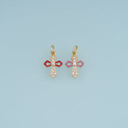 18K Gold Filled Cross Charm,Enamel Cross Pendant with Crystal Details Religious Charm for Bracelet Necklace DIY Jewelry