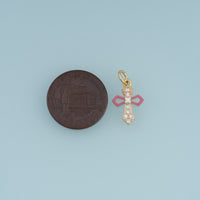 18K Gold Filled Cross Charm,Enamel Cross Pendant with Crystal Details Religious Charm for Bracelet Necklace DIY Jewelry