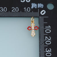 18K Gold Filled Cross Charm,Enamel Cross Pendant with Crystal Details Religious Charm for Bracelet Necklace DIY Jewelry