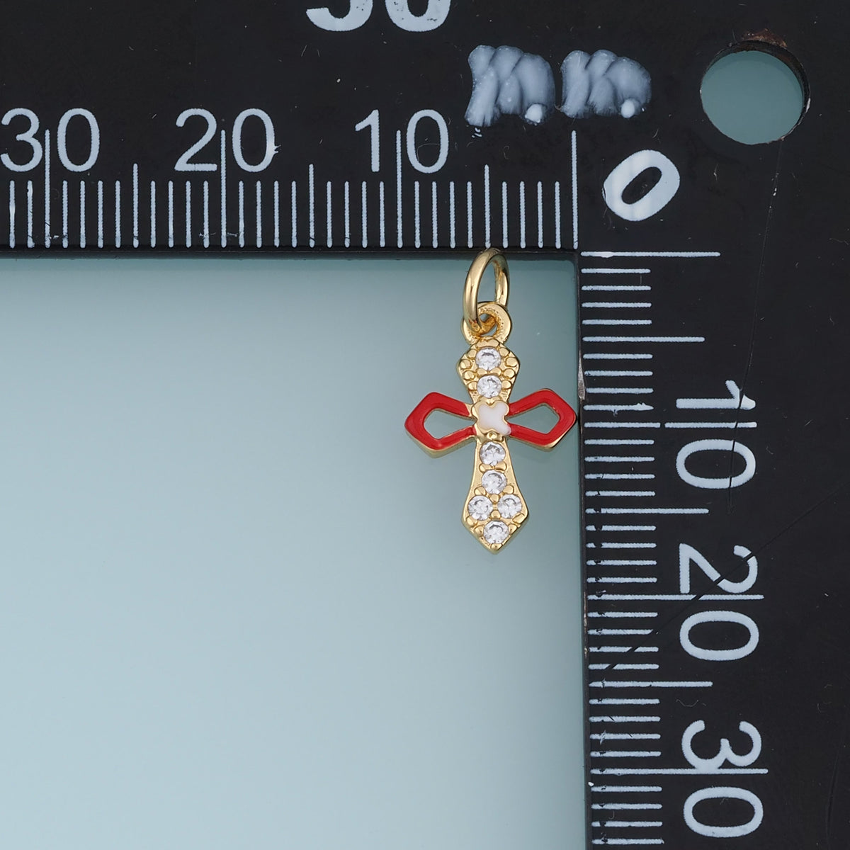 18K Gold Filled Cross Charm,Enamel Cross Pendant with Crystal Details Religious Charm for Bracelet Necklace DIY Jewelry