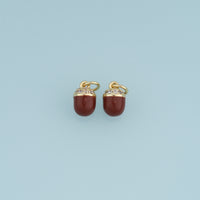 18K Gold Filled Acorn Charm,Brown Enamel Acorn Pendant Nature Charm for Bracelet Necklace DIY Jewelry Making Supply